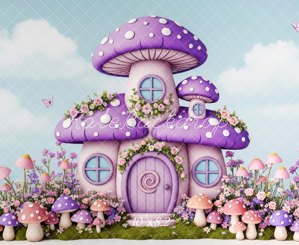 Kate Fairy Fantasy Purple Mushroom House Backdrop Designed by Patty Robert - Image 6