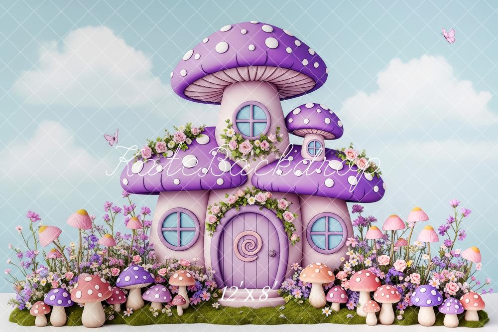 Kate Fairy Fantasy Purple Mushroom House Backdrop Designed by Patty Robert - Image 8