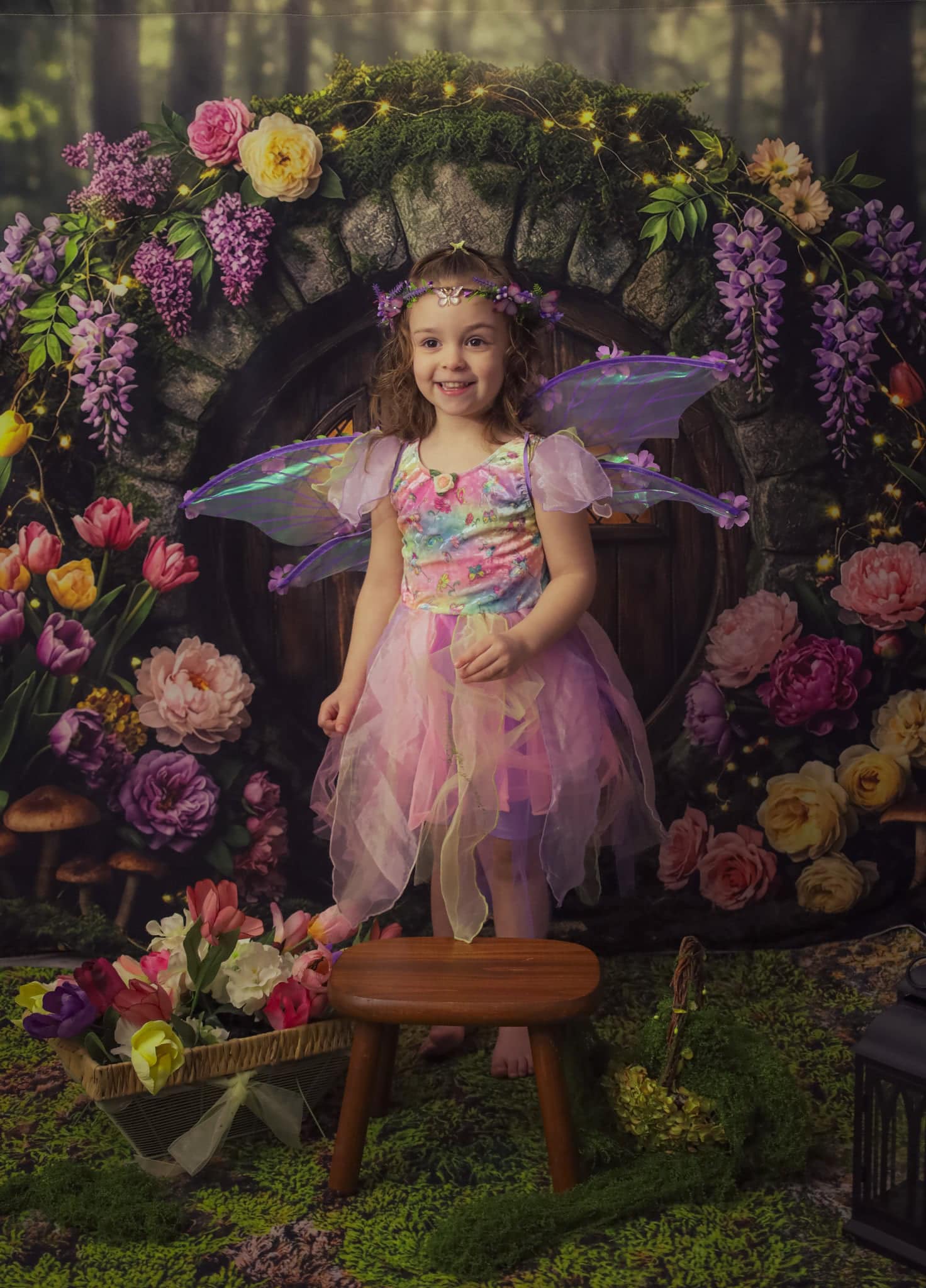 Kate Fairy Fantasy Round Door Flowers Mushrooms Backdrop Designed by Patty Robert - Image 4
