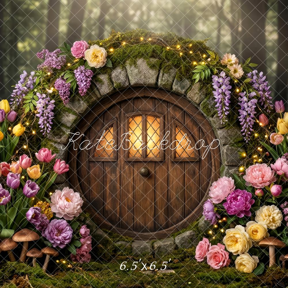 Kate Fairy Fantasy Round Door Flowers Mushrooms Backdrop Designed by Patty Robert - Image 5