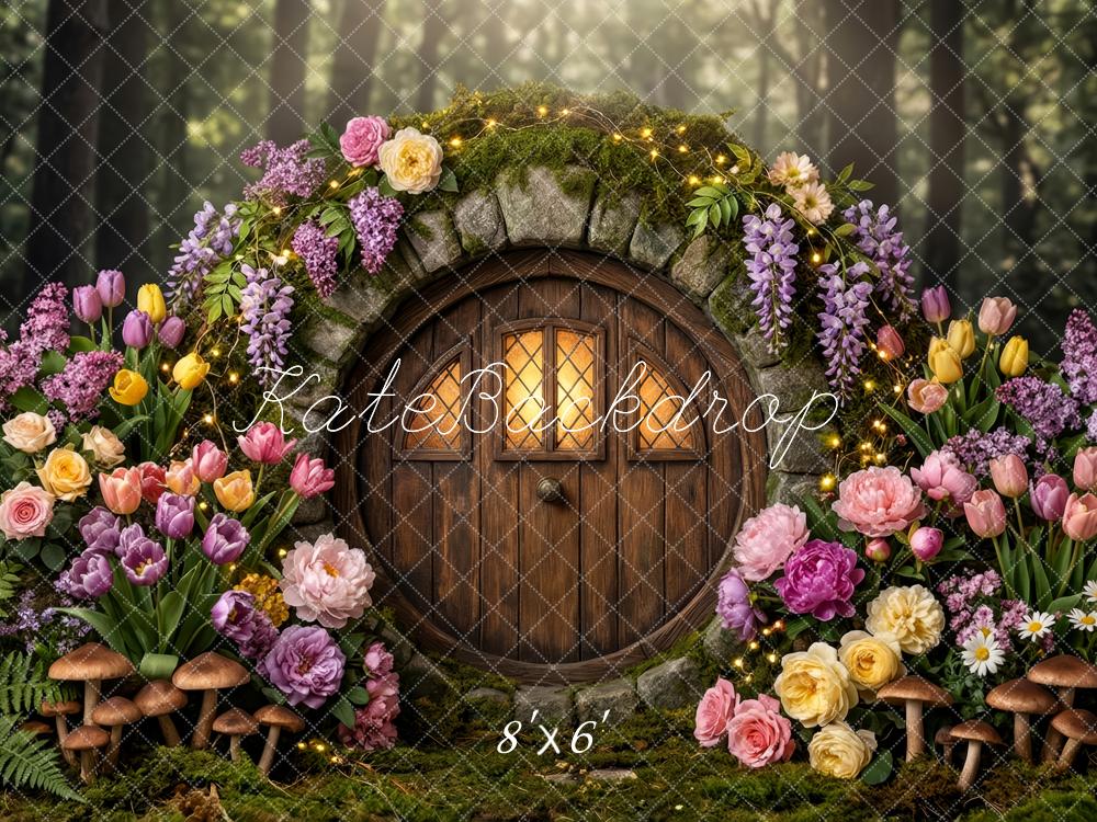 Kate Fairy Fantasy Round Door Flowers Mushrooms Backdrop Designed by Patty Robert - Image 6