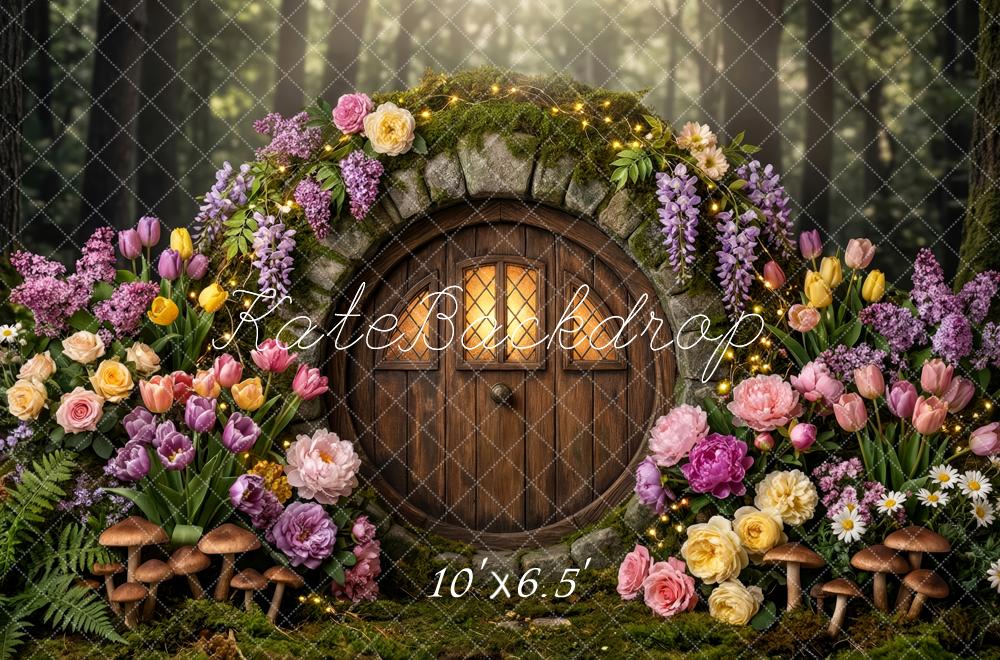 Kate Fairy Fantasy Round Door Flowers Mushrooms Backdrop Designed by Patty Robert - Image 7