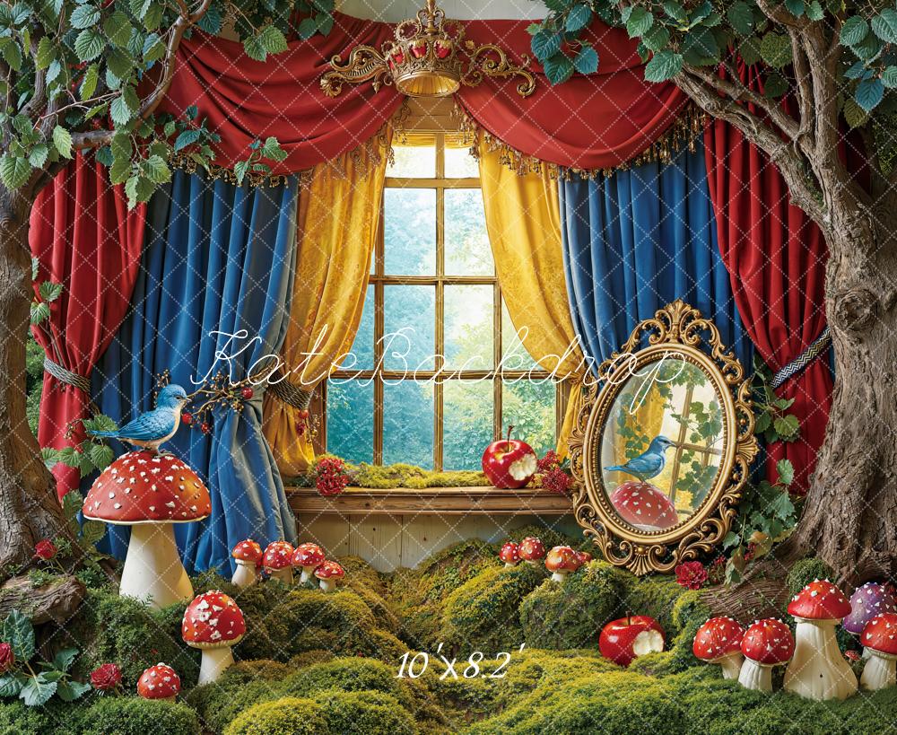 Kate Fairy Fantasy Trees Mushrooms Curtains Fleece Backdrop Designed by Emetselch - Image 3