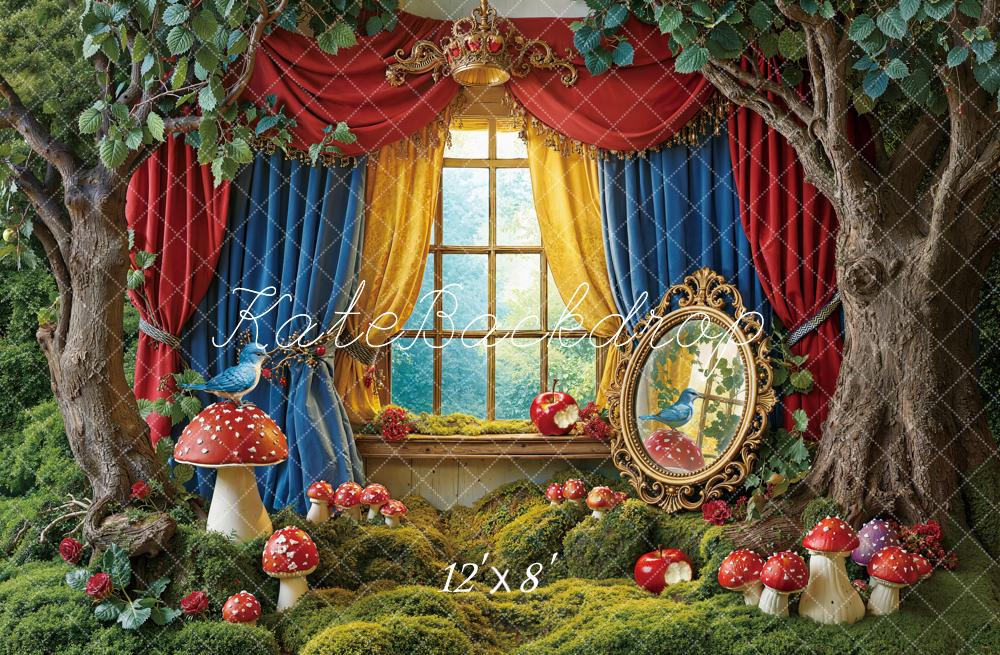Kate Fairy Fantasy Trees Mushrooms Curtains Fleece Backdrop Designed by Emetselch - Image 4