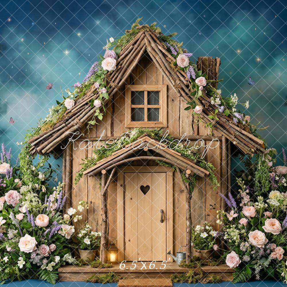 Kate Fairy Fantasy Wooden House Floral Backdrop Designed by Patty Robert - Image 2