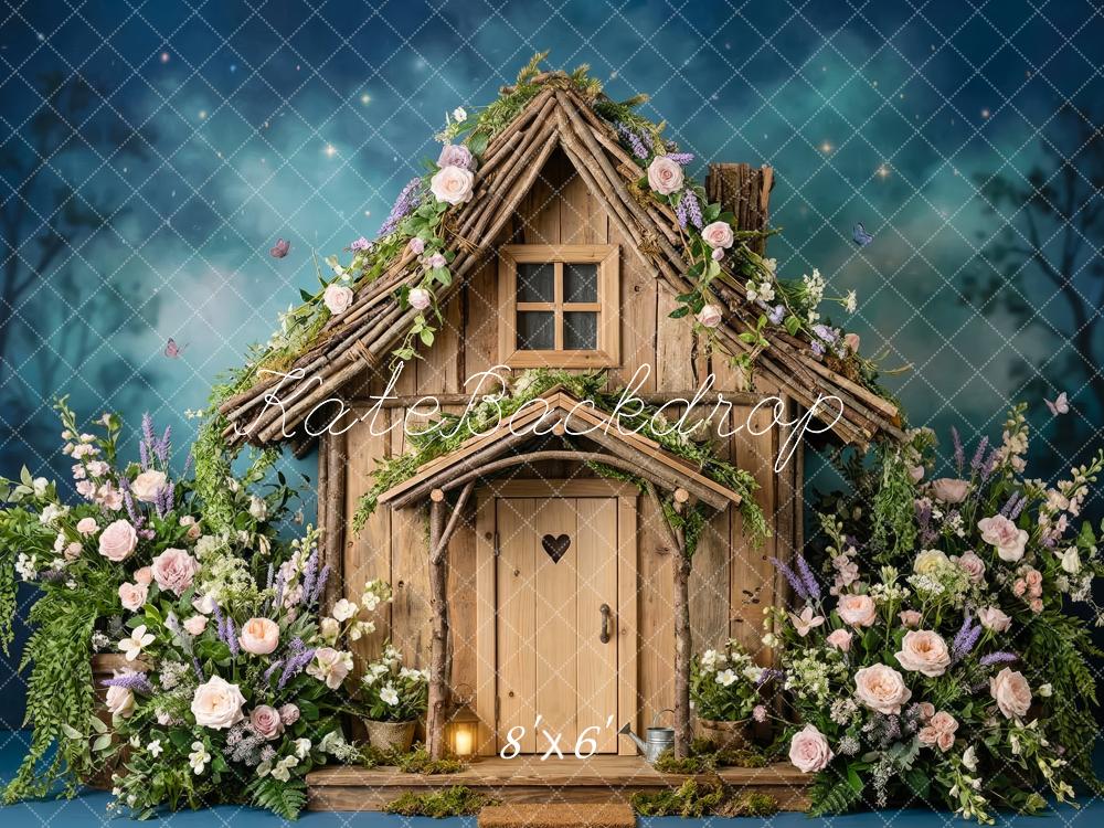 Kate Fairy Fantasy Wooden House Floral Backdrop Designed by Patty Robert - Image 3