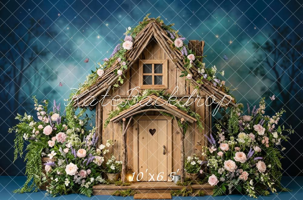 Kate Fairy Fantasy Wooden House Floral Backdrop Designed by Patty Robert - Image 4