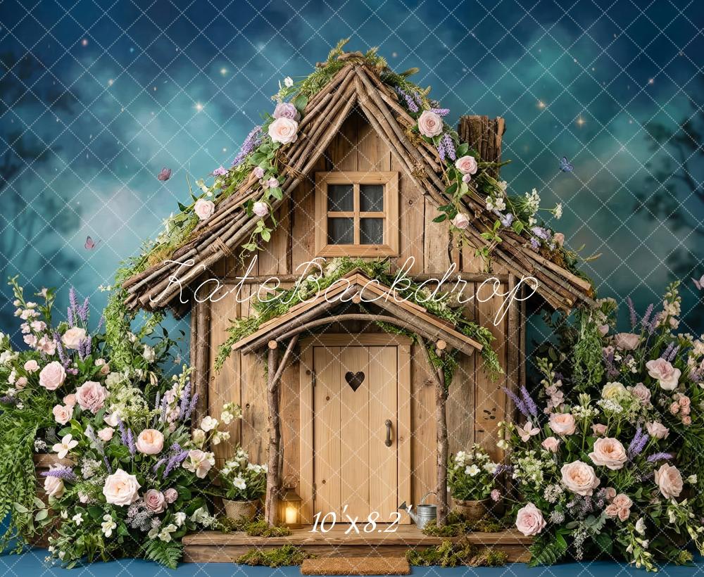 Kate Fairy Fantasy Wooden House Floral Backdrop Designed by Patty Robert - Image 6