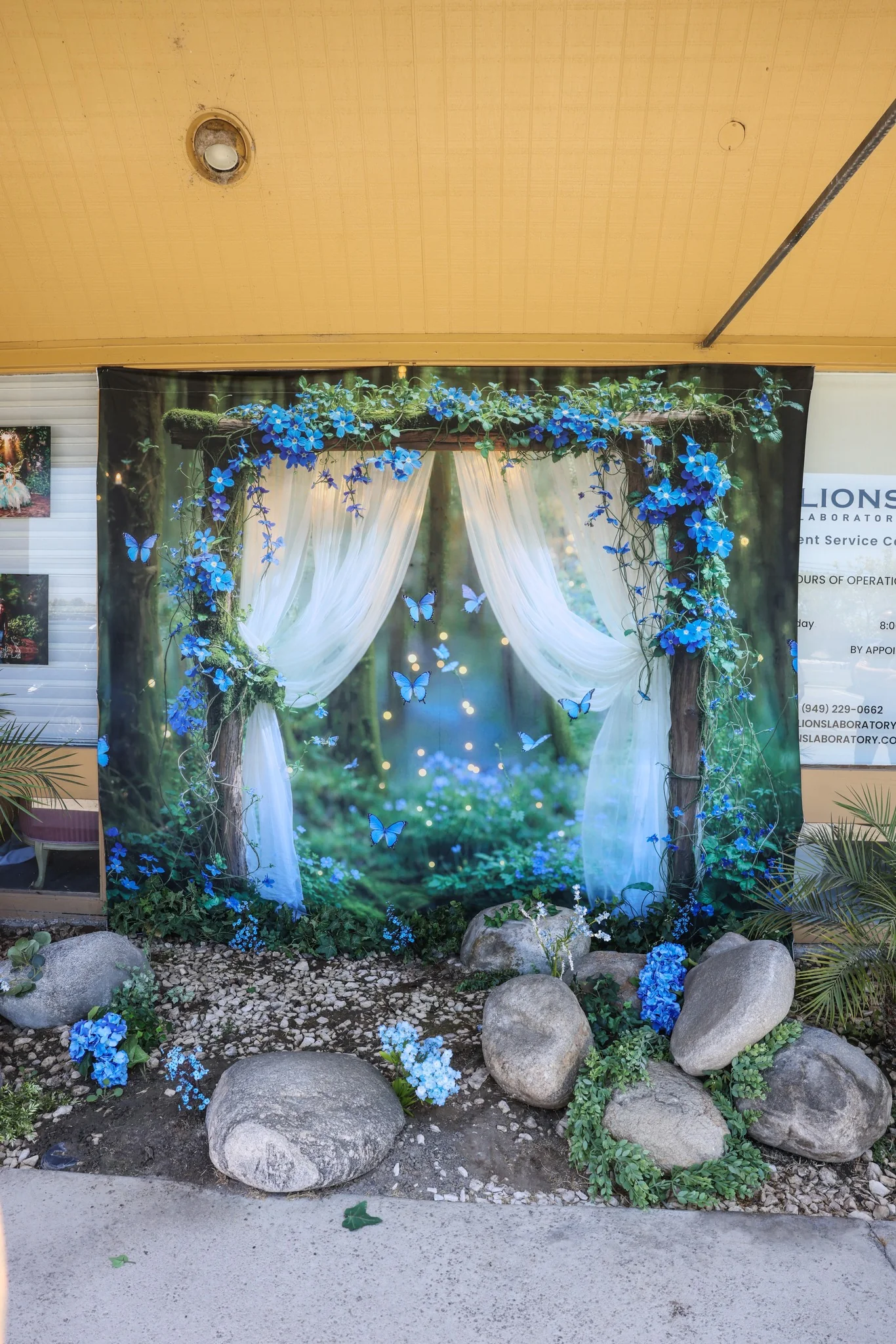 Kate Fairy Forest Blue Flower Butterflies Backdrop Designed by Emetselch - Image 3