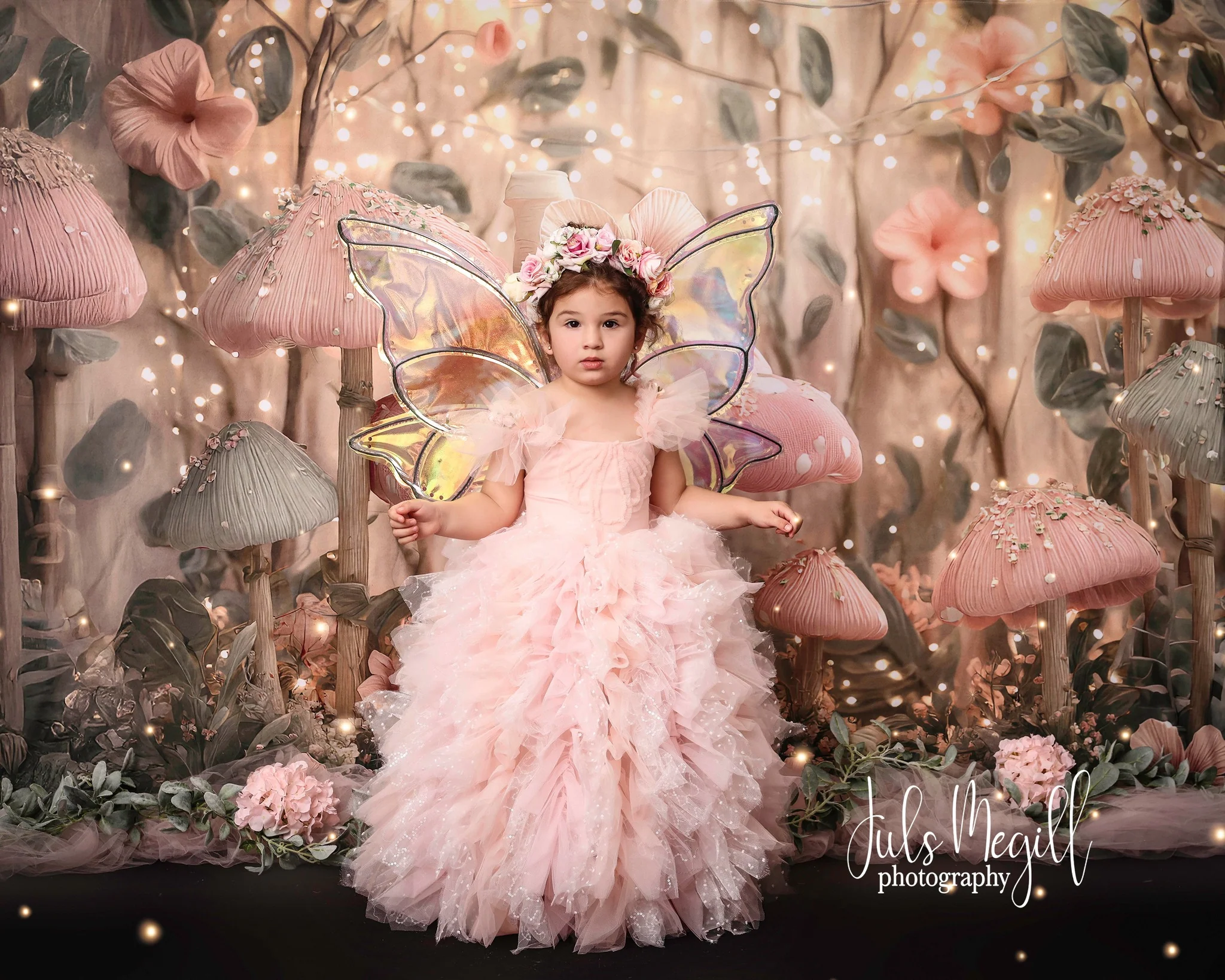 Kate Fairy Mushroom Pink Backdrop Designed by Ashley Paul