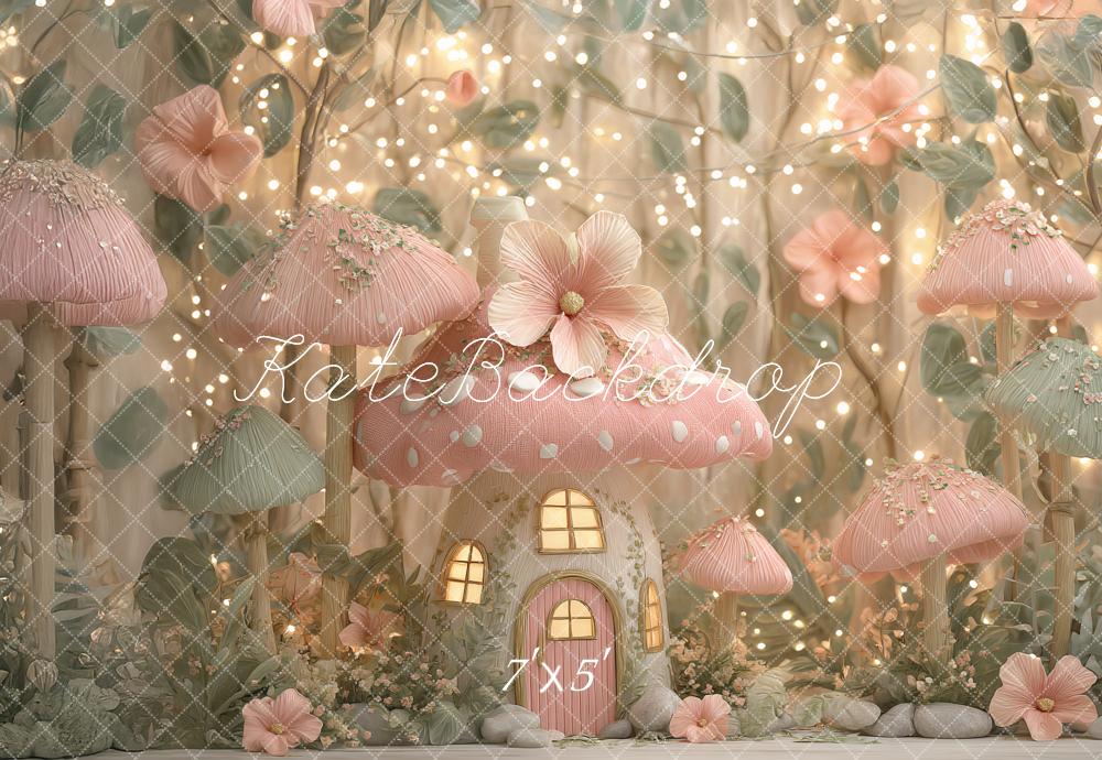 Kate Fairy Mushroom Pink Backdrop Designed by Ashley Paul - Image 2