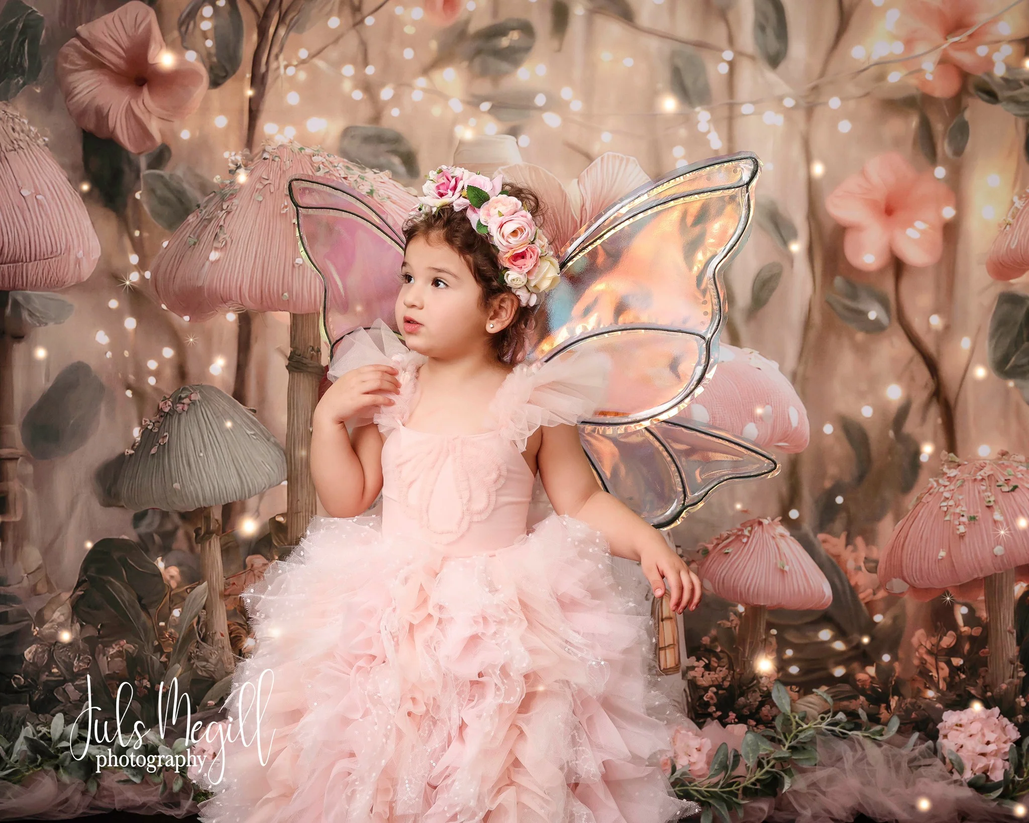 Kate Fairy Mushroom Pink Backdrop Designed by Ashley Paul - Image 4