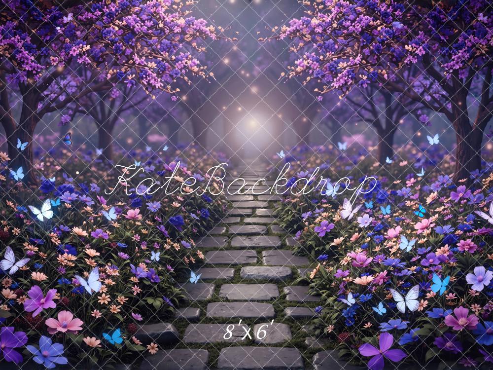 Kate Fairy Pathway Purple Butterflies Backdrop Designed by Mini MakeBelieve - Image 3