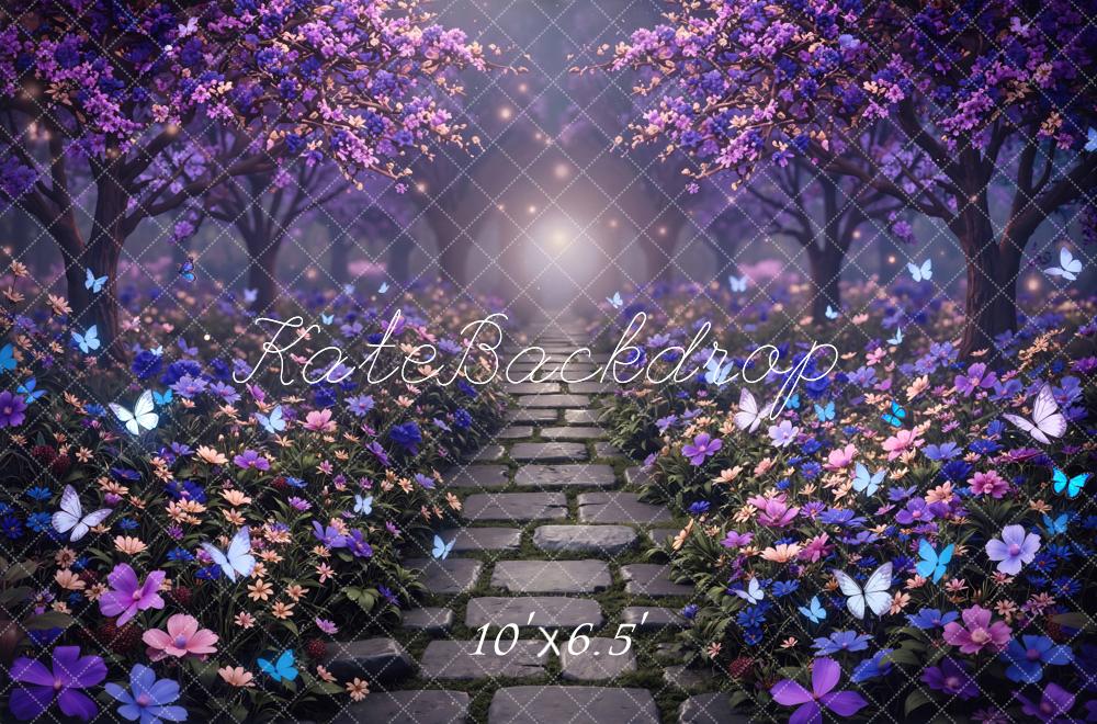 Kate Fairy Pathway Purple Butterflies Backdrop Designed by Mini MakeBelieve - Image 4