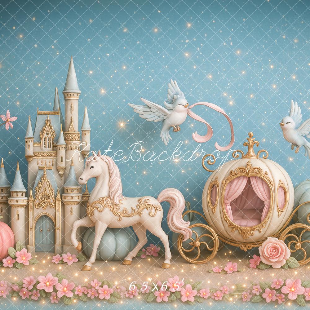 Kate Fairy Tale Castle Carriage Birds Backdrop Designed by Ashley Paul - Image 2