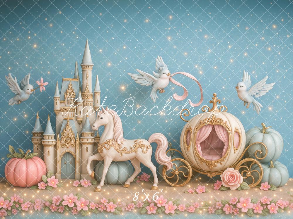 Kate Fairy Tale Castle Carriage Birds Backdrop Designed by Ashley Paul - Image 3