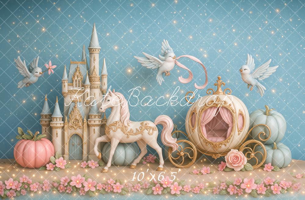Kate Fairy Tale Castle Carriage Birds Backdrop Designed by Ashley Paul - Image 4