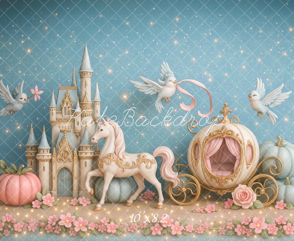 Kate Fairy Tale Castle Carriage Birds Backdrop Designed by Ashley Paul - Image 5