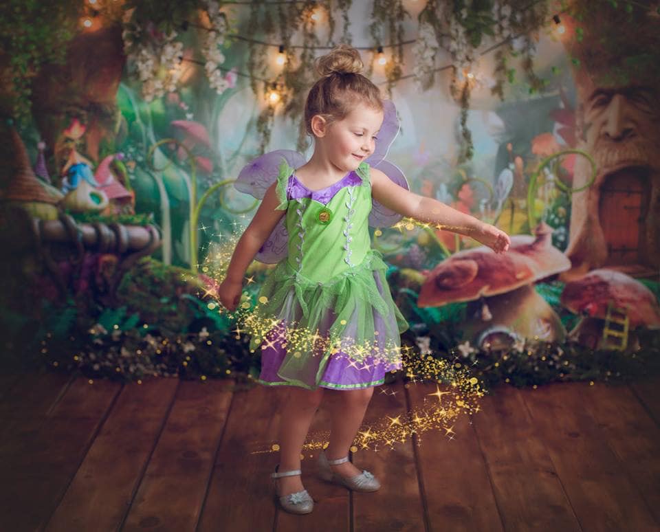 Kate Fairy Tale Colorful Forest Green Mushrooms Backdrops - Image 5