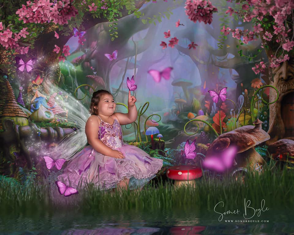 Kate Fairy Tale Colorful Forest Green Mushrooms Backdrops - Image 6