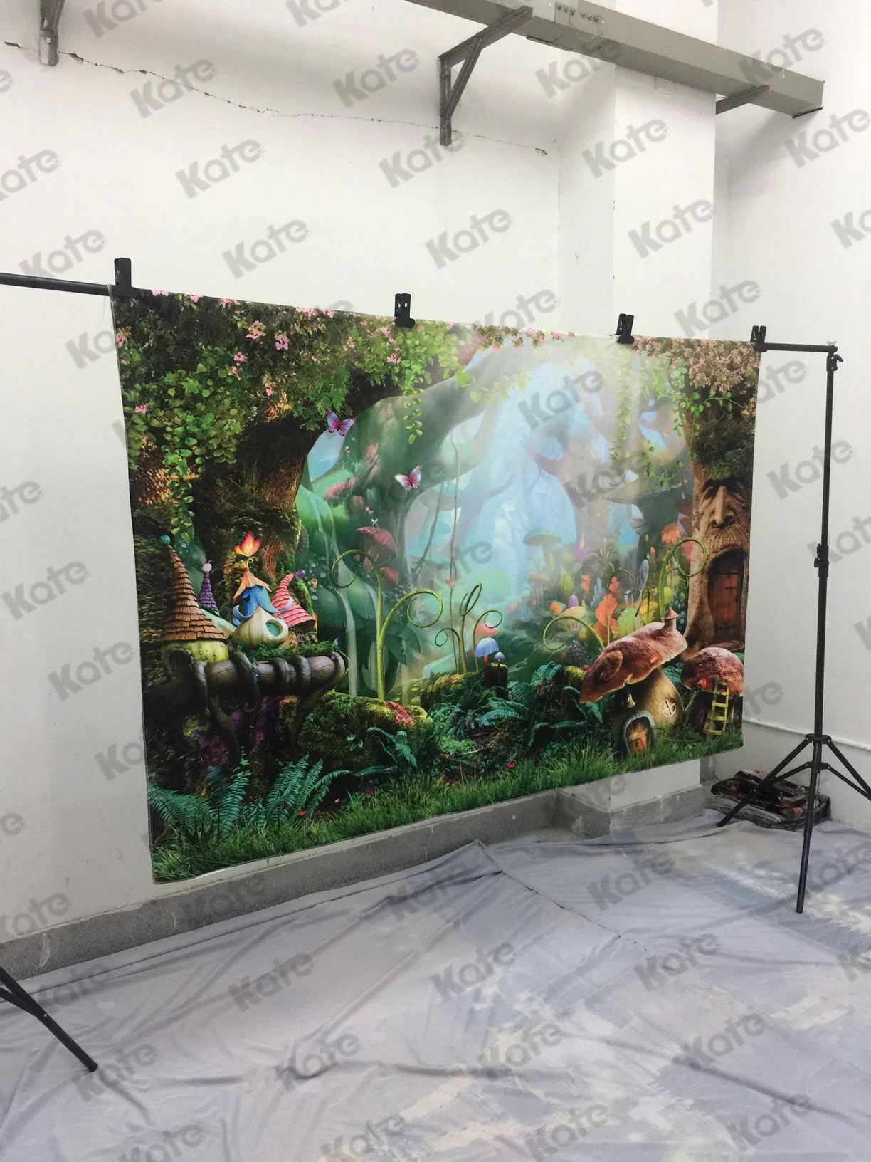 Kate Fairy Tale Colorful Forest Green Mushrooms Backdrops - Image 9