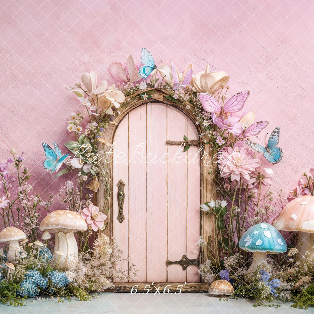 Kate Fairy Tale Door Mushrooms Butterfly Backdrop Designed by Emetselch - Image 2