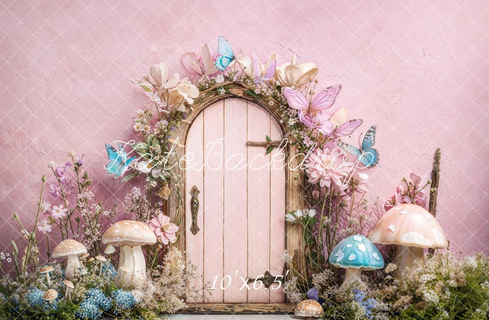 Kate Fairy Tale Door Mushrooms Butterfly Backdrop Designed by Emetselch - Image 4