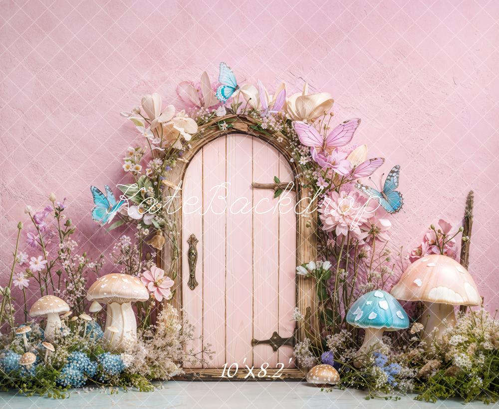 Kate Fairy Tale Door Mushrooms Butterfly Backdrop Designed by Emetselch - Image 5