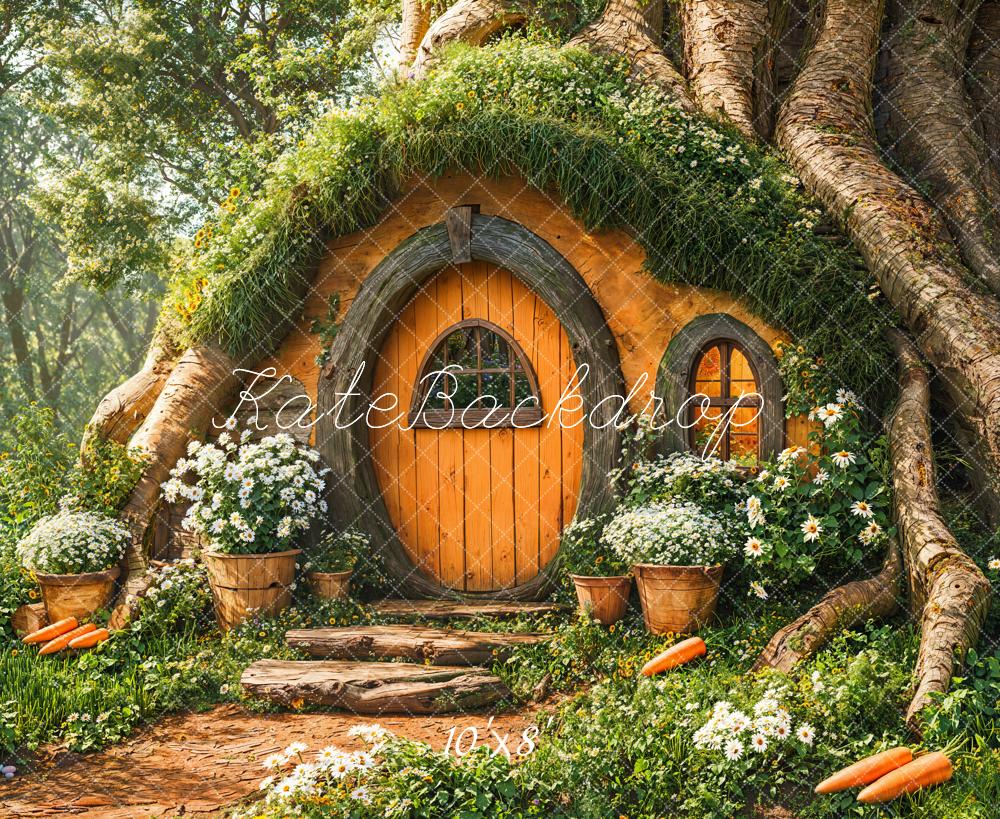Kate Fairy Tree House Floral Fleece Backdrop Designed by Emetselch - Image 3