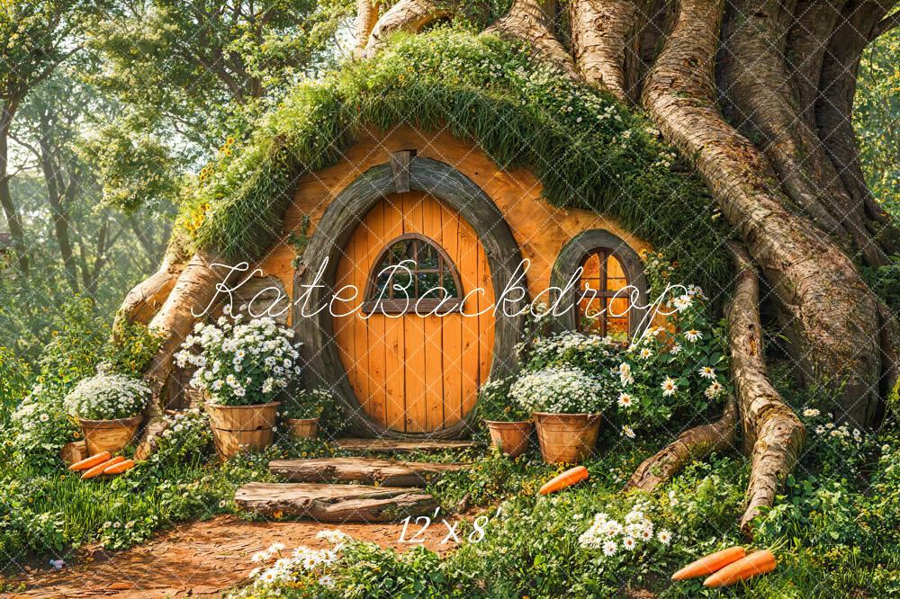 Kate Fairy Tree House Floral Fleece Backdrop Designed by Emetselch - Image 4
