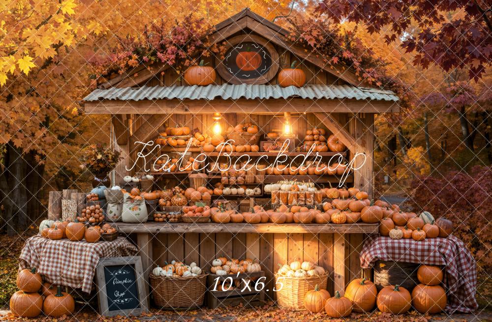 Kate Autumn Pumpkin Market Stall Fleece Backdrop Designed by Emetselch - Image 2