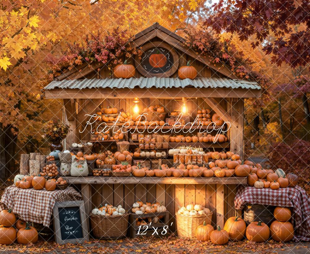 Kate Autumn Pumpkin Market Stall Fleece Backdrop Designed by Emetselch - Image 4