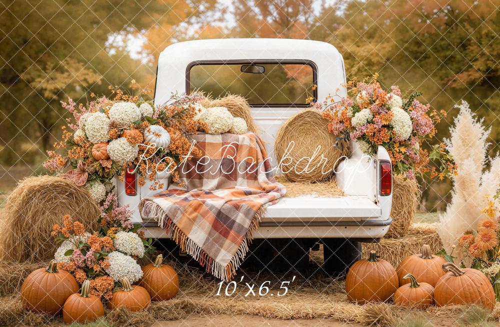 Kate Autumn Truck Hay Bale Pumpkins Backdrop Designed by Emetselch - Image 4