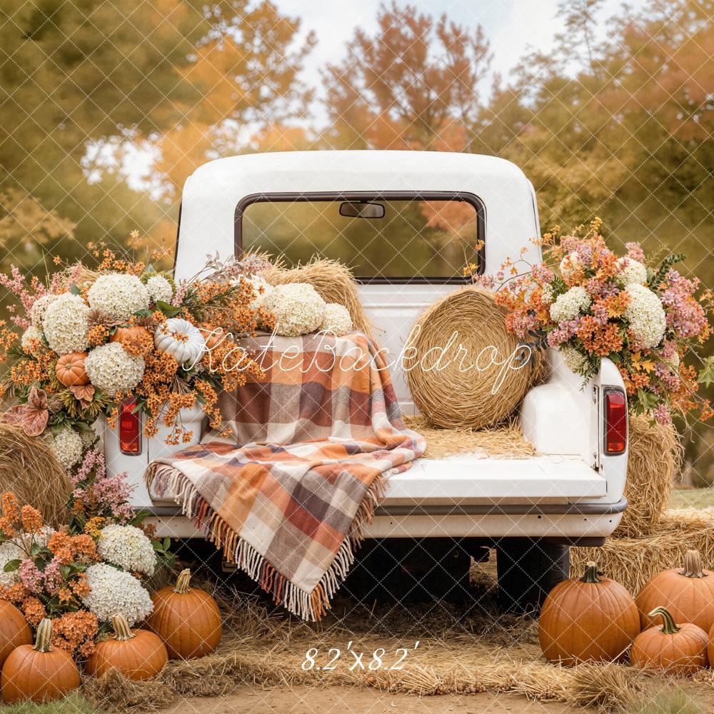 Kate Autumn Truck Hay Bale Pumpkins Backdrop Designed by Emetselch - Image 5