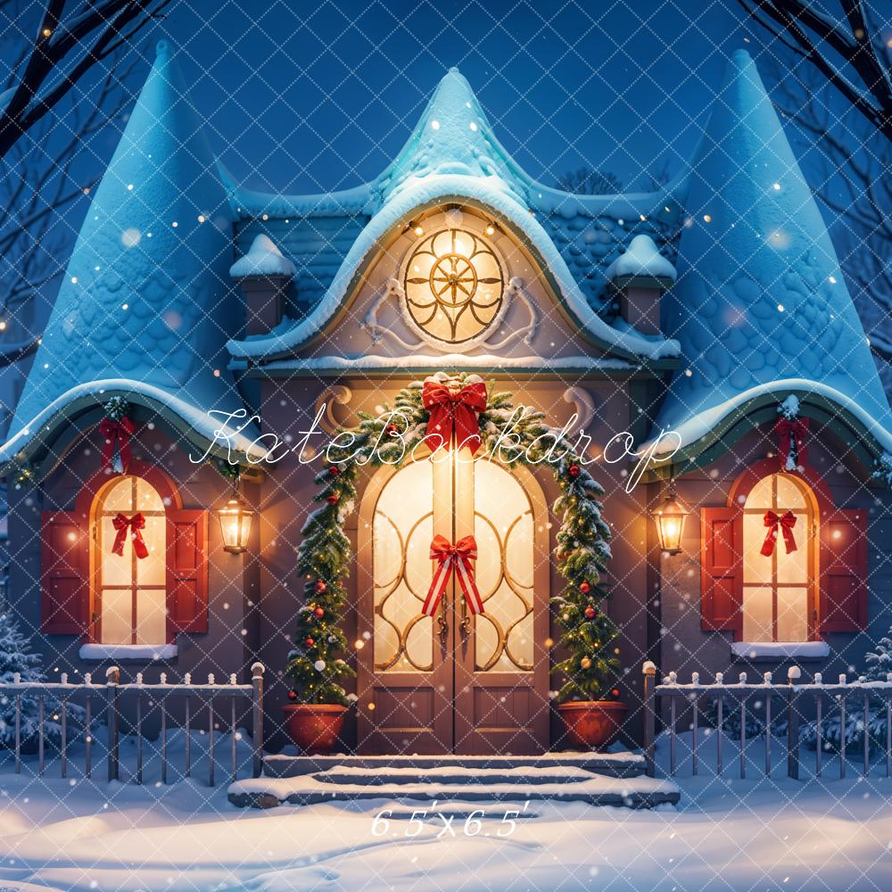 Kate Fantasy Cartoon Winter Snow Blue House Backdrop Designed by GQ - Image 2