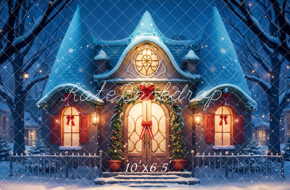 Kate Fantasy Cartoon Winter Snow Blue House Backdrop Designed by GQ - Image 4