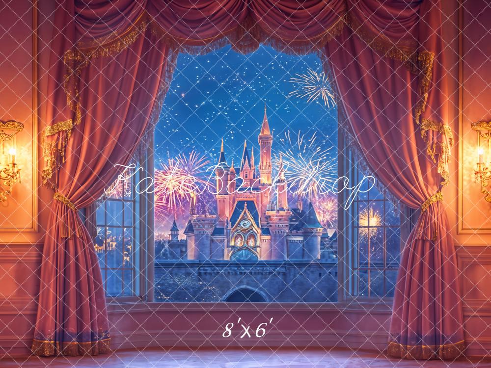 Kate Fantasy Castle Fireworks Vintage Curtains Backdrop Designed by Emetselch - Image 4