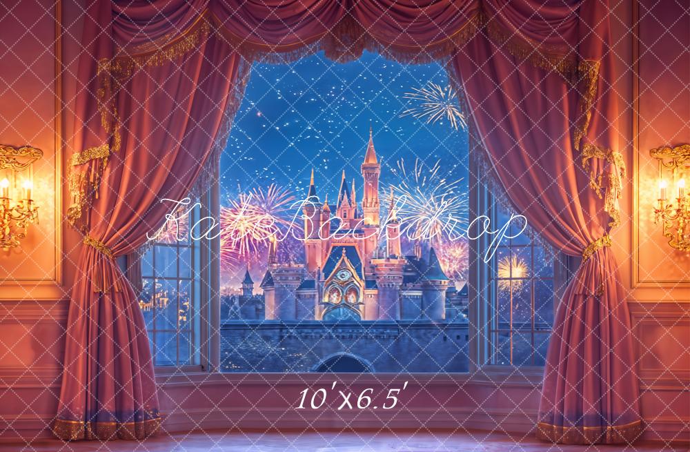 Kate Fantasy Castle Fireworks Vintage Curtains Backdrop Designed by Emetselch - Image 5