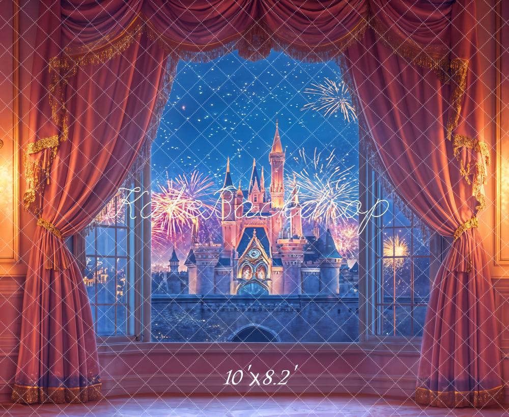 Kate Fantasy Castle Fireworks Vintage Curtains Backdrop Designed by Emetselch - Image 6