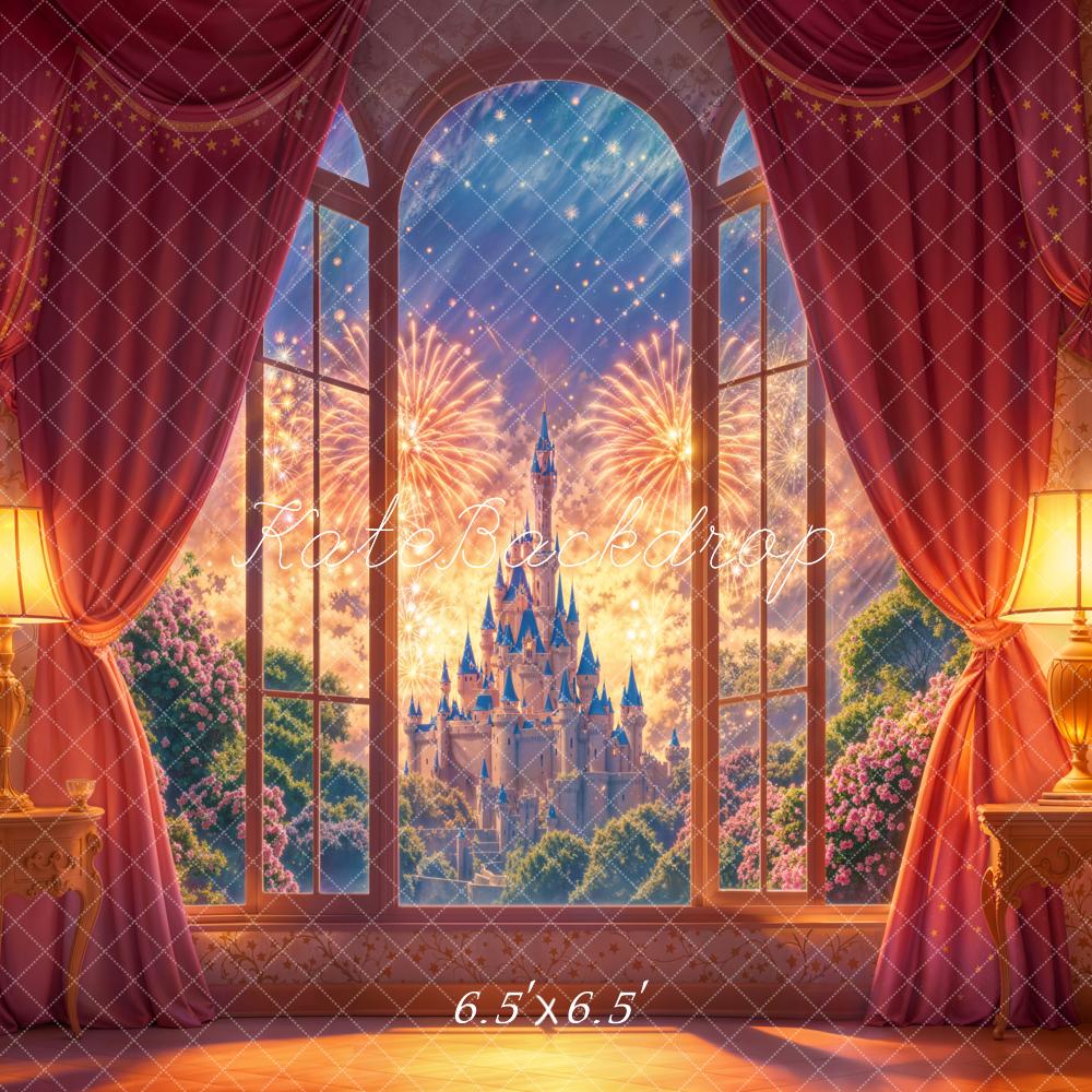 Kate Fantasy Castle Window Fireworks Backdrop Designed by Emetselch - Image 2