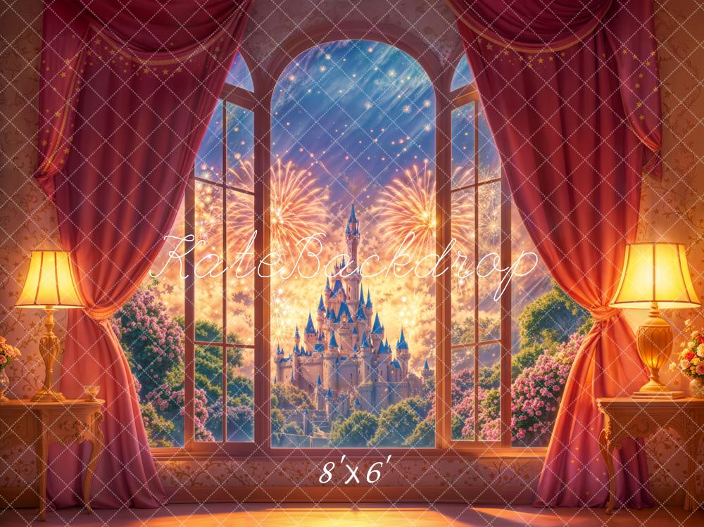 Kate Fantasy Castle Window Fireworks Backdrop Designed by Emetselch - Image 3