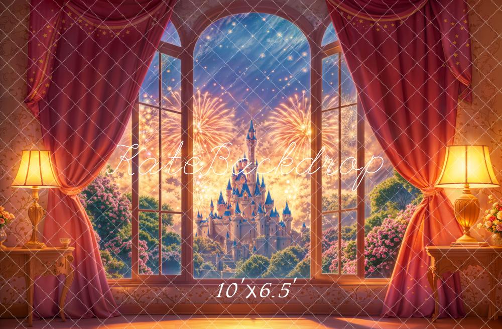 Kate Fantasy Castle Window Fireworks Backdrop Designed by Emetselch - Image 4