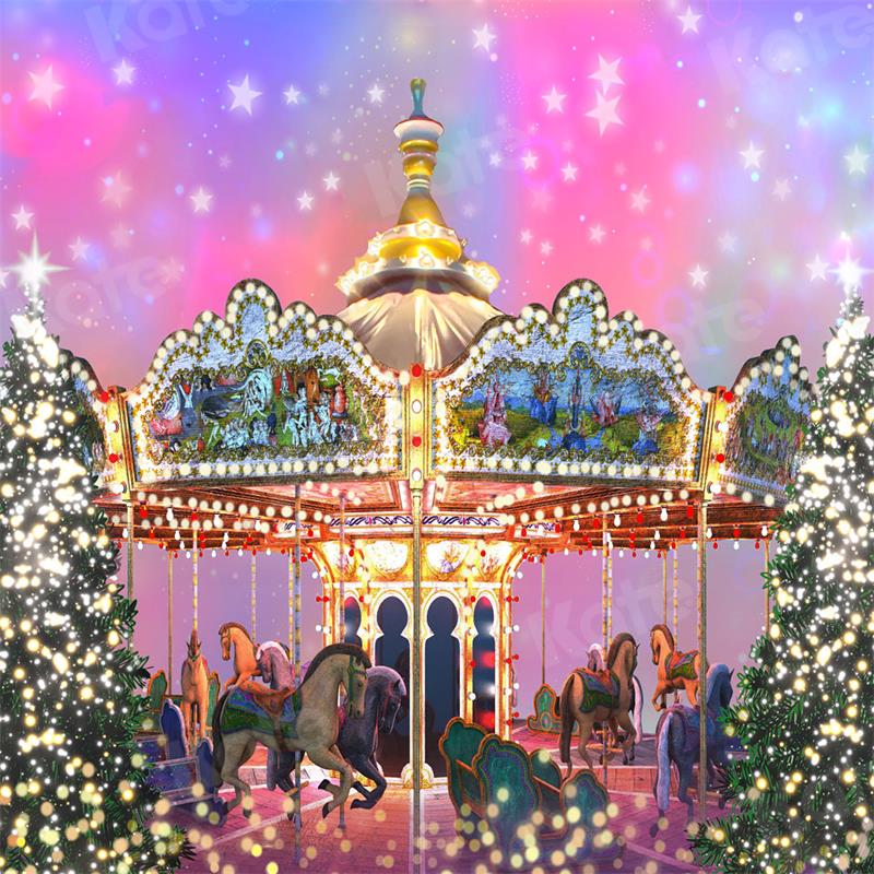 Kate Fantasy Christmas Carousel Backdrop for Photography - Image 2