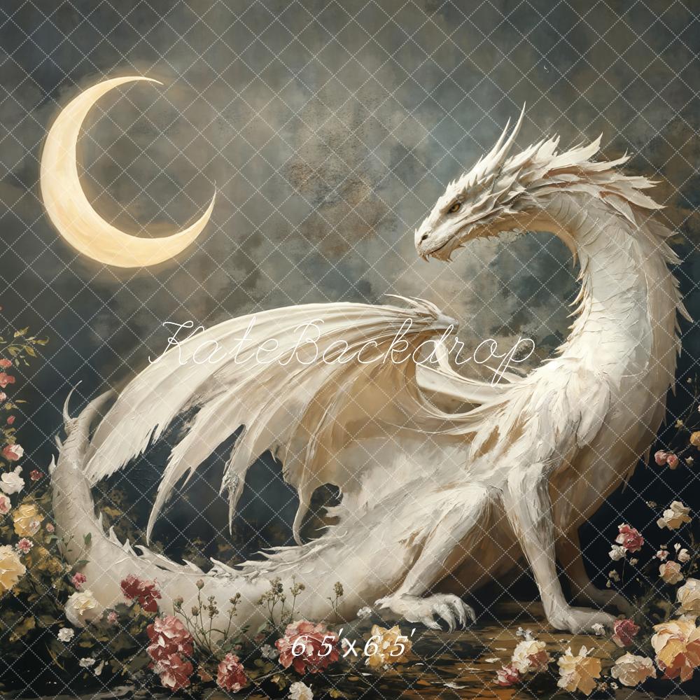 Kate Fantasy Dragon Moon Floral Backdrop Designed by Emetselch - Image 2