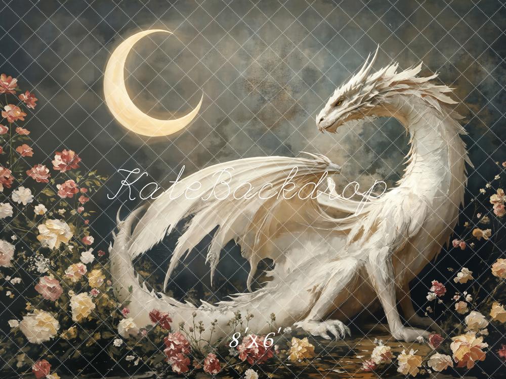 Kate Fantasy Dragon Moon Floral Backdrop Designed by Emetselch - Image 3