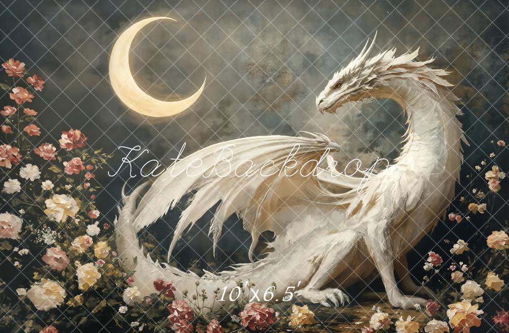 Kate Fantasy Dragon Moon Floral Backdrop Designed by Emetselch - Image 4