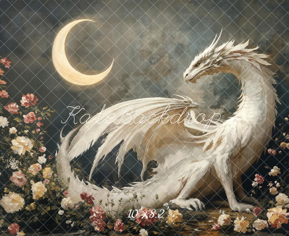 Kate Fantasy Dragon Moon Floral Backdrop Designed by Emetselch - Image 5