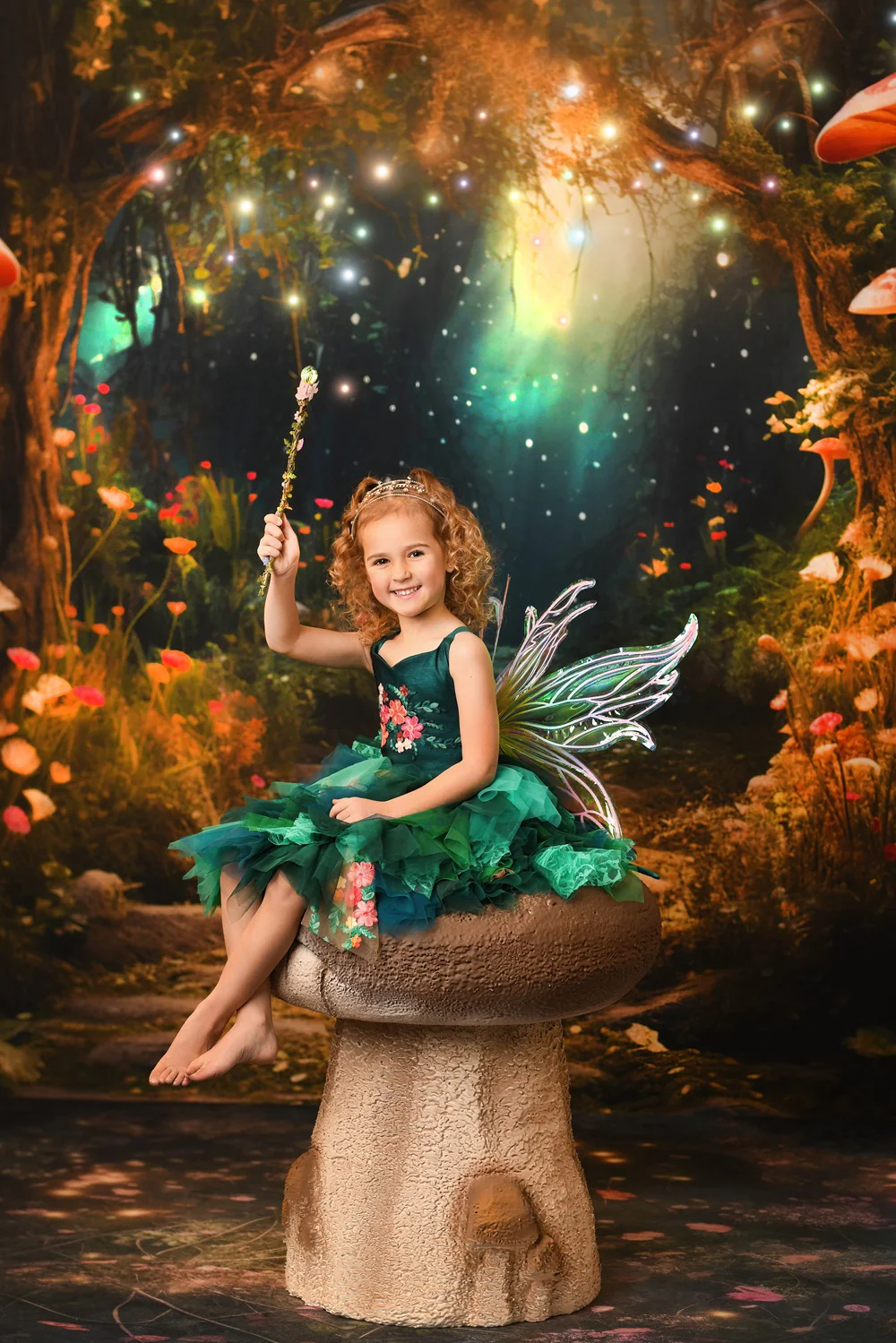 Kate Fantasy Firefly Mushroom Forest Backdrop for Photography - Image 3