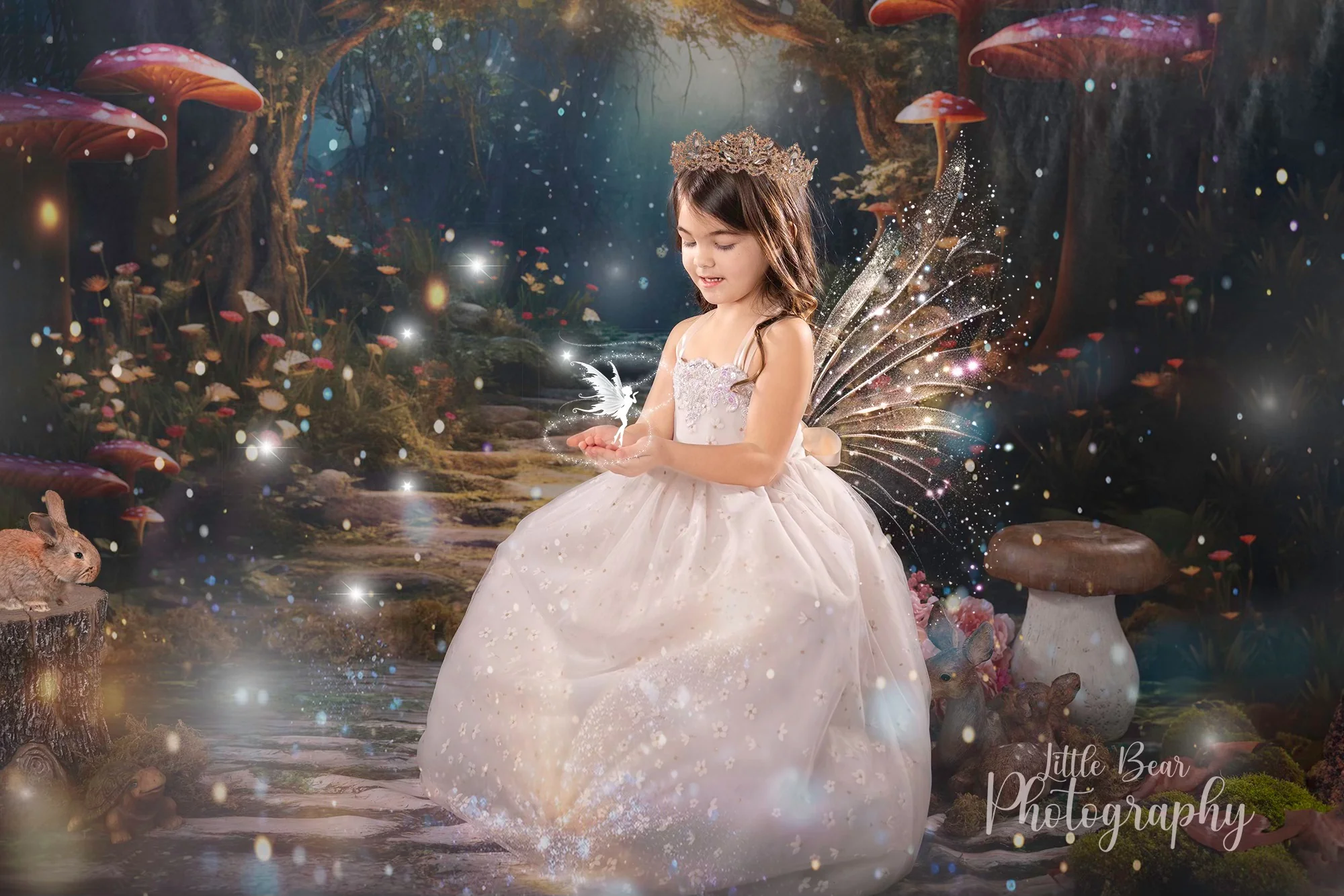 Kate Fantasy Firefly Mushroom Forest Backdrop for Photography - Image 4
