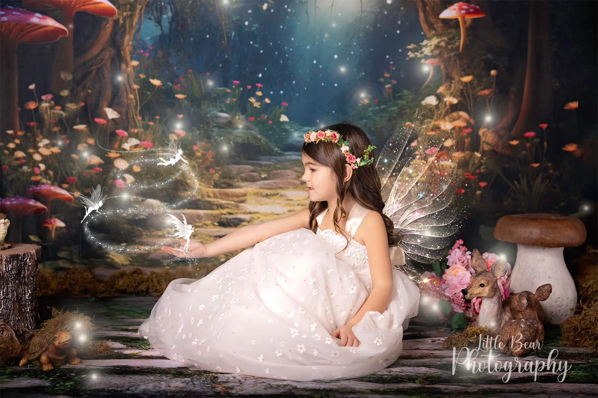 Kate Fantasy Firefly Mushroom Forest Backdrop for Photography - Image 6